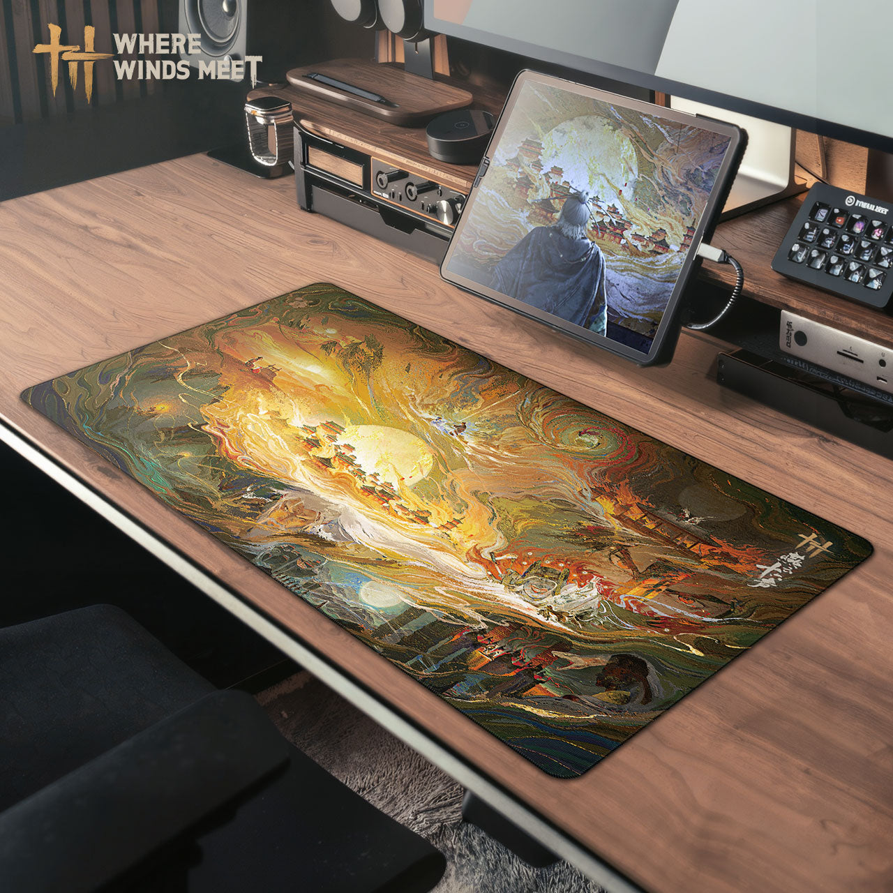 where winds meet keyboard mat on top of a desk