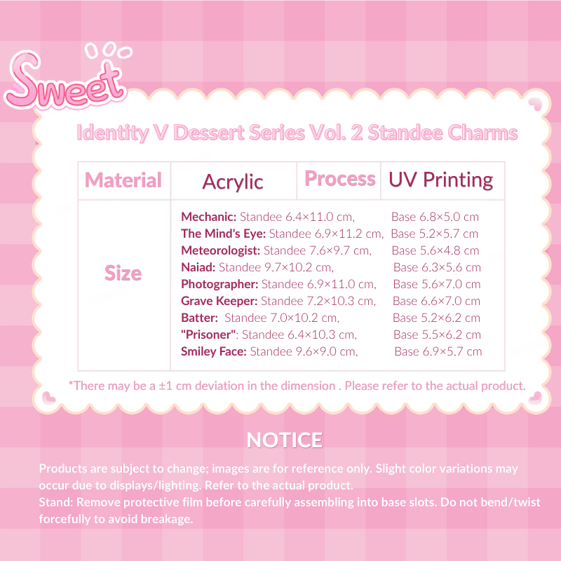 Identity V - Dessert Theme Series Vol. 2 Acrylic Standee Pendant