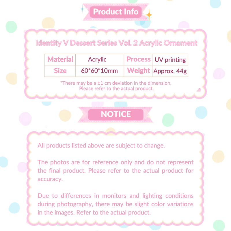 Identity V - Dessert Theme Series Vol. 2 Acrylic Ornament