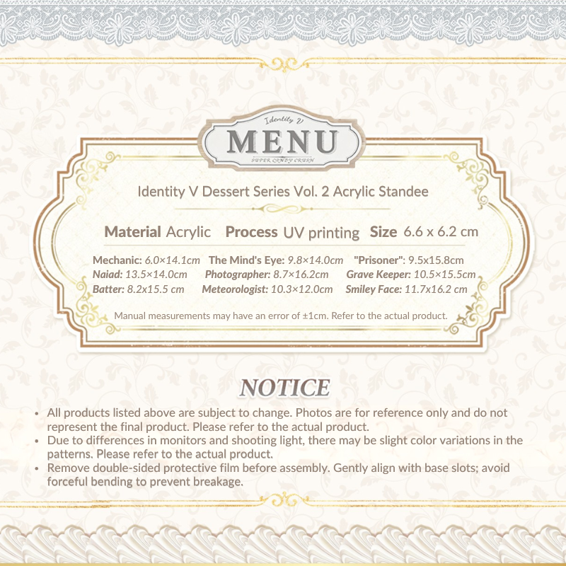 Identity V - Dessert Theme Series Vol. 2 Acrylic Standees